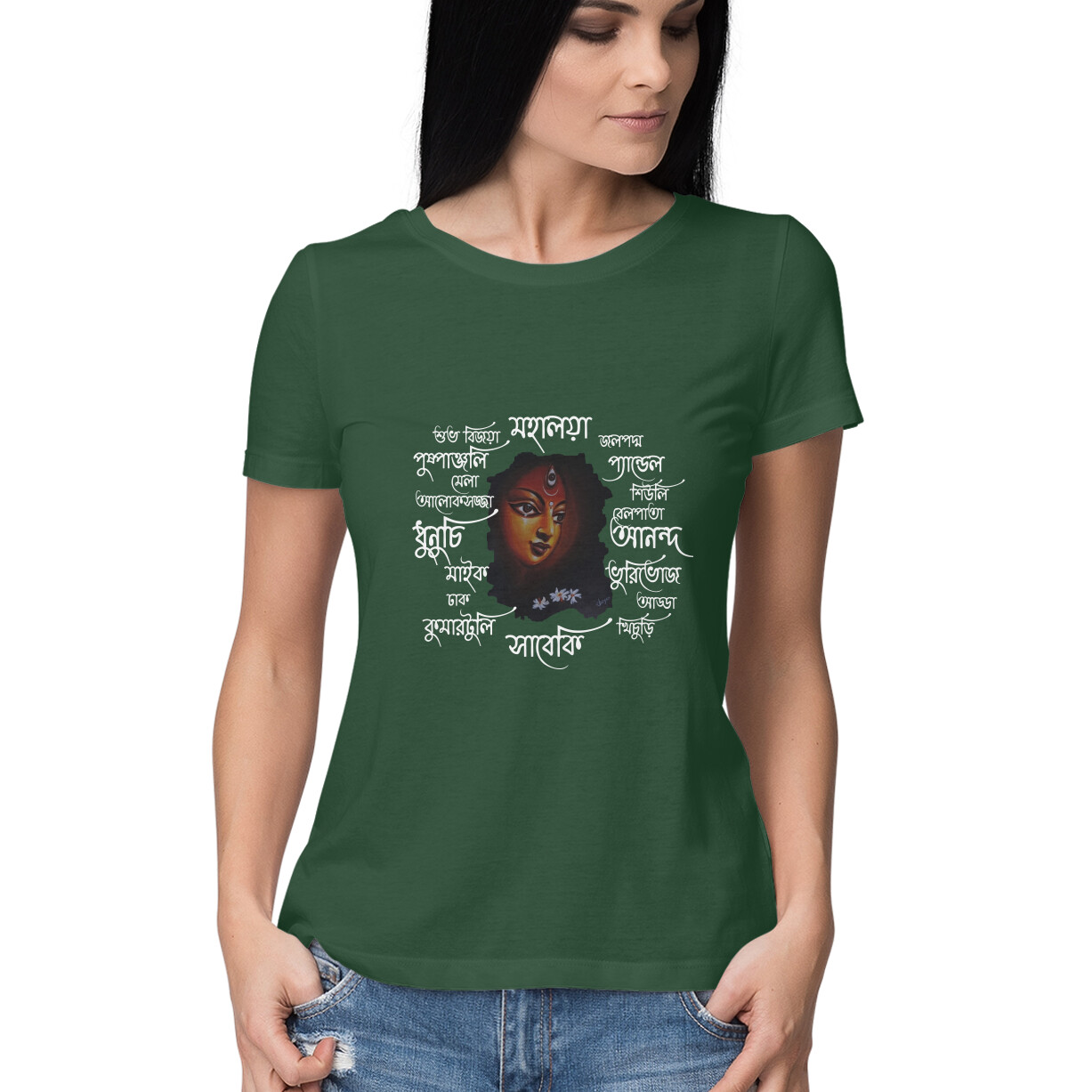 Durga 3 round neck women text tee