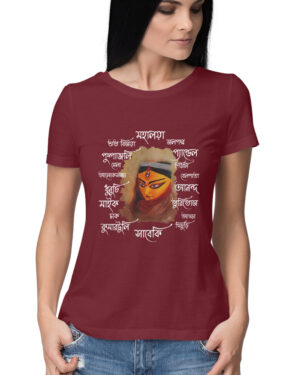Durga 2 Text Tee Women Roud Neck